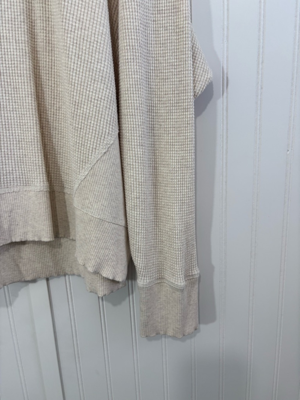 Offline by Aerie Waffle Knit Cream Oatmeal Long Sleeve Top Oversized Cozy Size L - Picture 3 of 14